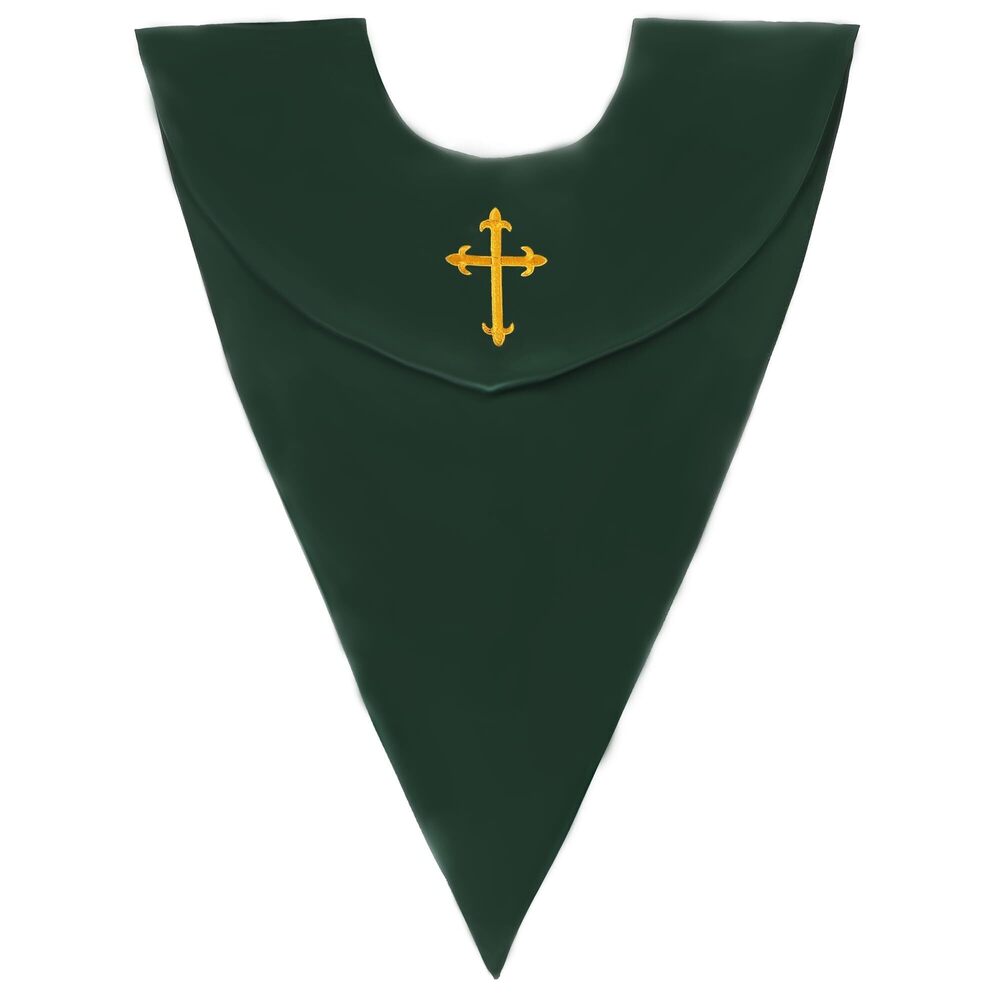 2353 Unisex Classic V Shape Choir Solid Satin Stole with Embroidery Cross